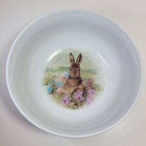 Pottery Barn Meadow Bunny BOWL Easter Rabbit Upright Cereal Soup 5.625" NWT